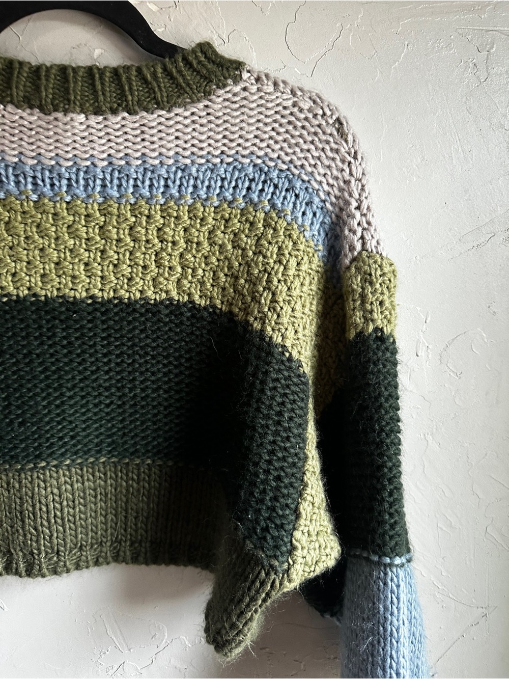 Lelis Cropped Chunky Knit Sweater Colorblock Cottagecore Grunge Cozy Lounge XS - Picture 9 of 11